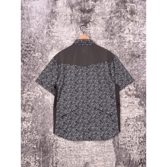 New Club Ride Cycling Shirt Small Mens Far West Gray Floral Pearl Snap - Picture 3 of 8